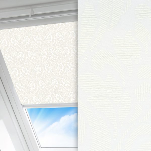 Dachfenster Rollo Barok, weiss, lichtdurchlässig & blickdicht, feucht abwischbar