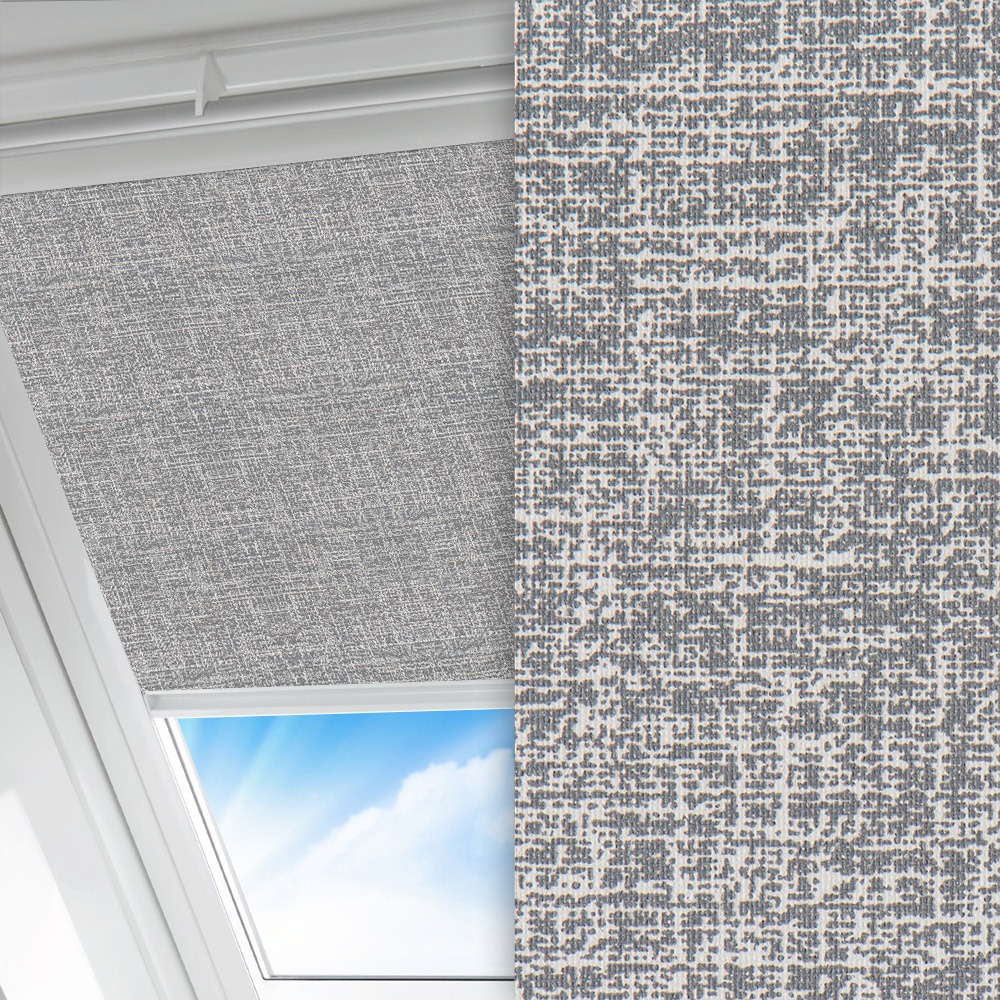 Dachfenster Rollo Maya, grau/weiss, komplett verdunkelnd, feucht abwischbar
