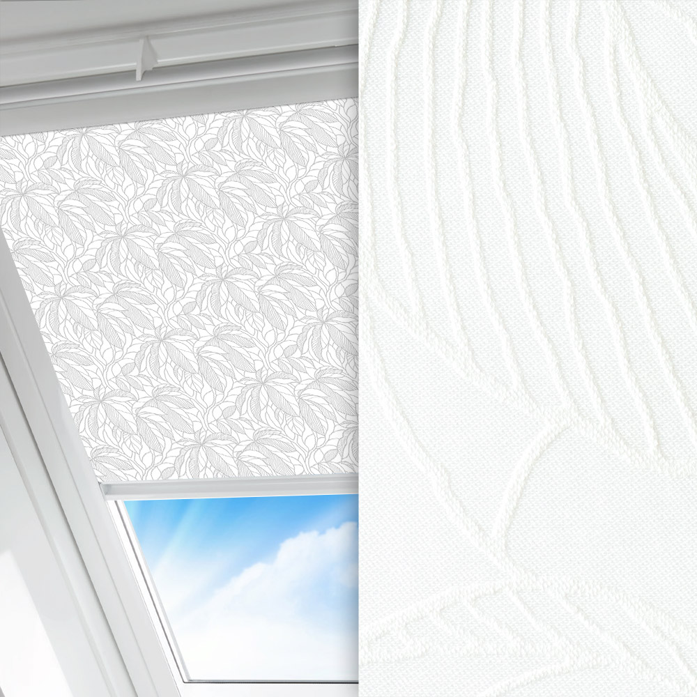 Dachfenster Rollo Natura, weiss, lichtdurchlässig & blickdicht, feucht abwischbar