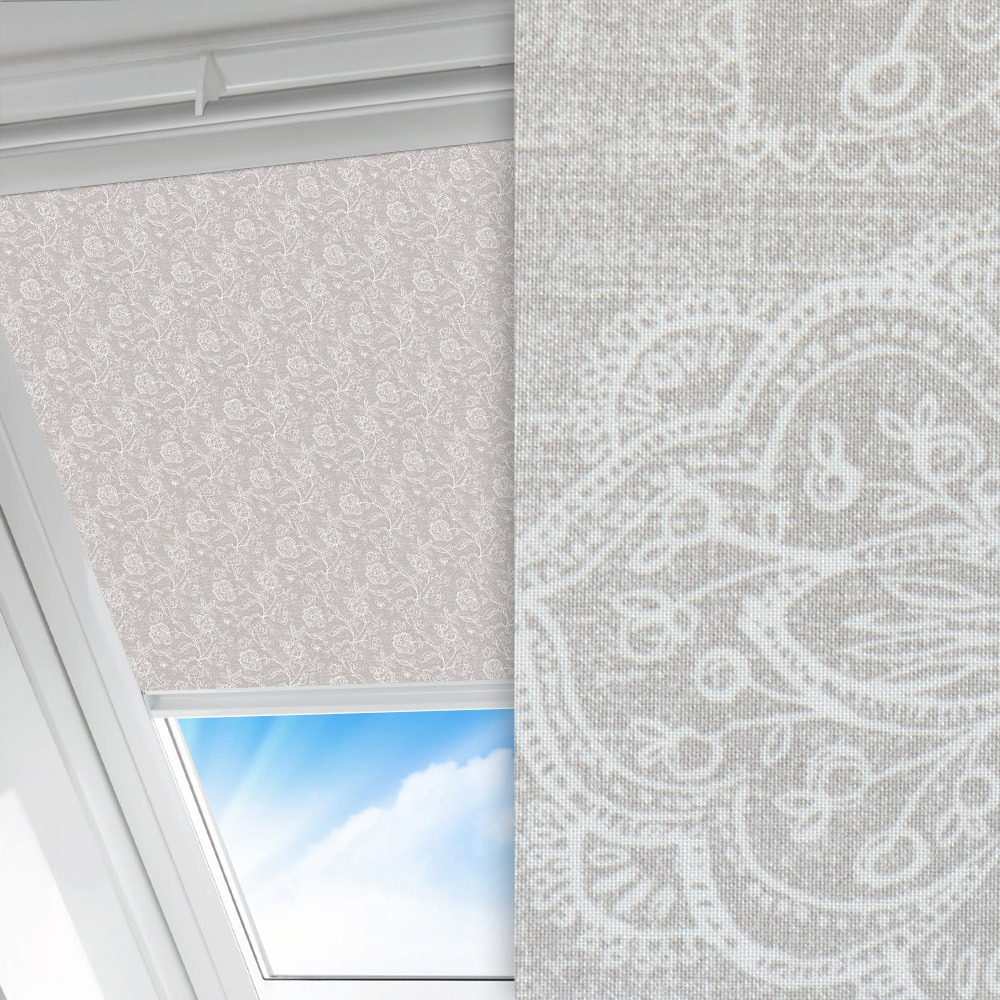 Dachfenster Rollo Flora, beige, lichtdurchlässig & blickdicht, feucht abwischbar