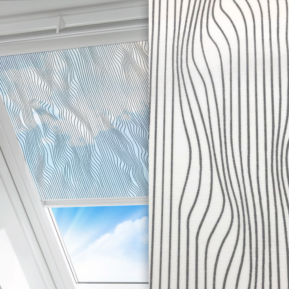 Dachfenster Rollo Optika, grau/weiss, transparent, feucht abwischbar