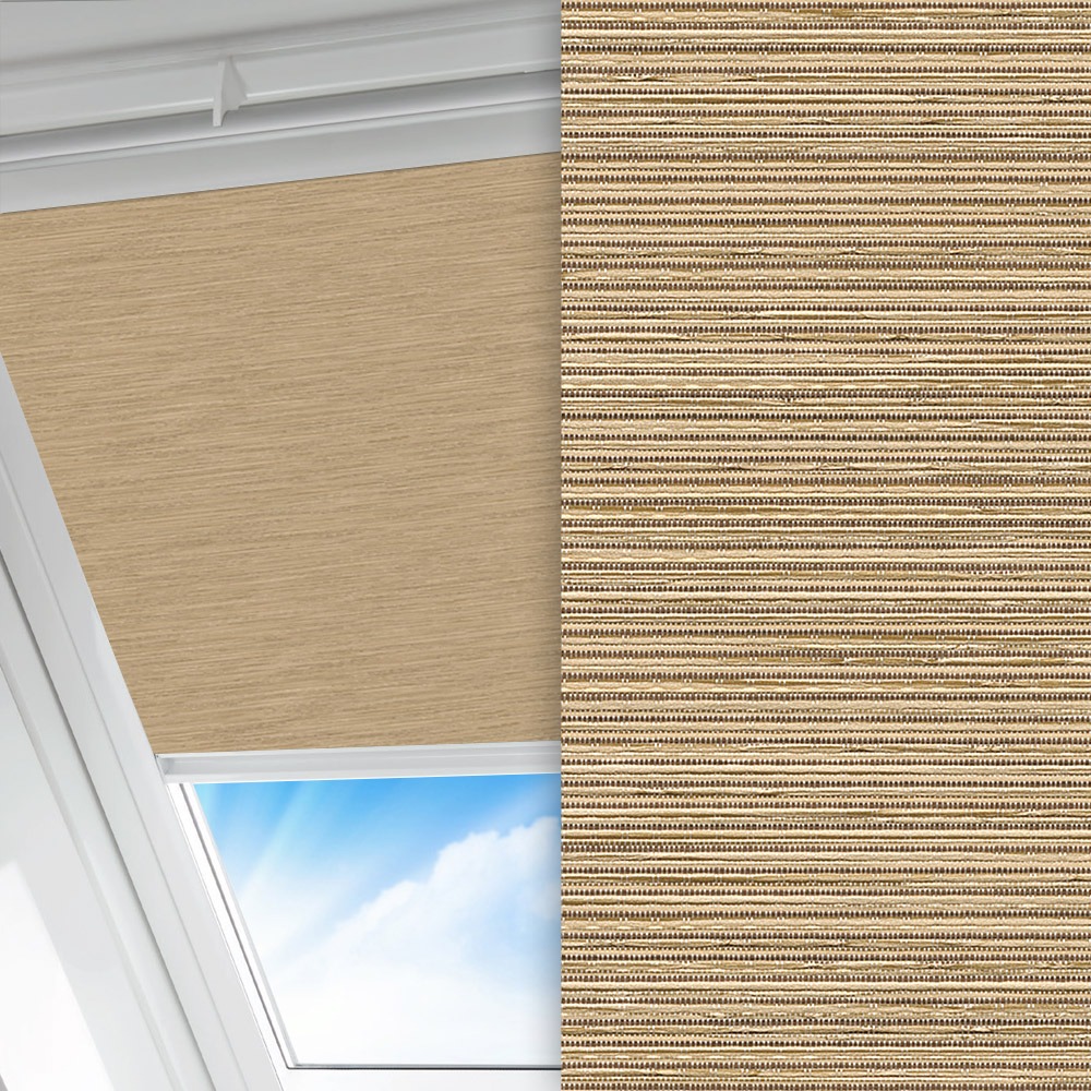 Dachfenster Rollo Linea, braun, komplett verdunkelnd, Rückseite farbig wie Vorderseite, feucht abwischbar