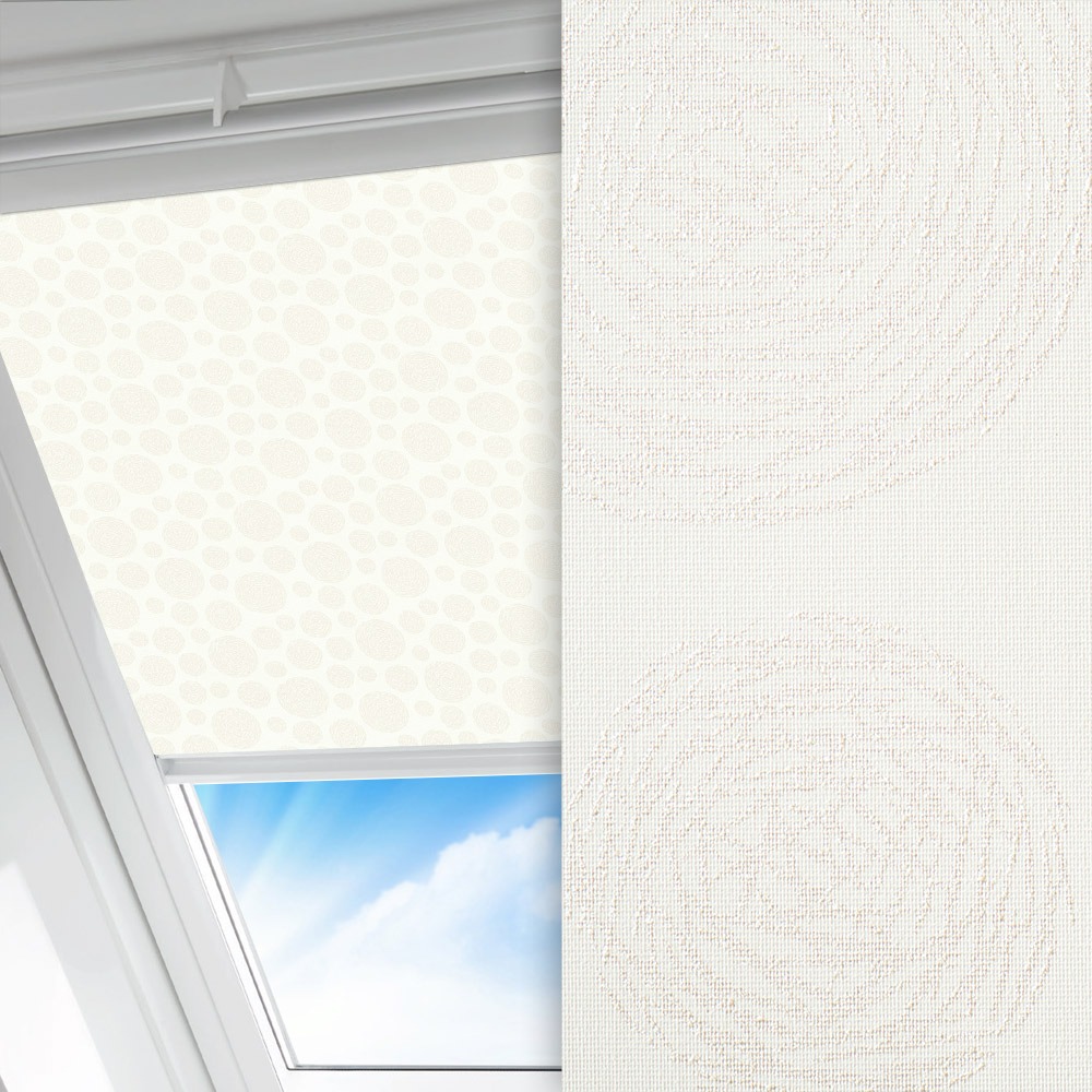 Dachfenster Rollo Schneeball, weiss, komplett verdunkelnd, feucht abwischbar, weiss glänzend