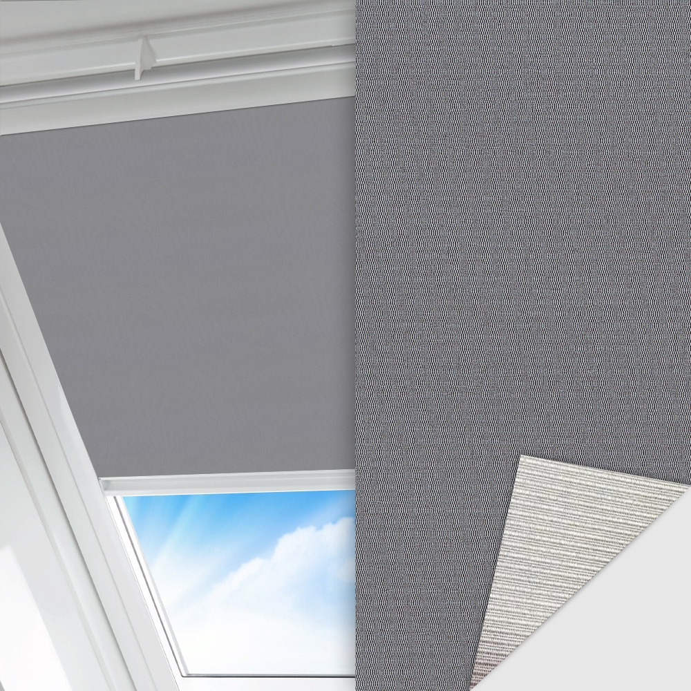 Dachfenster Rollo Silenzio Techno, grau, lichtdurchlässig & blickdicht, Rückseite Alu, schmutzabweisend, abbürstbar