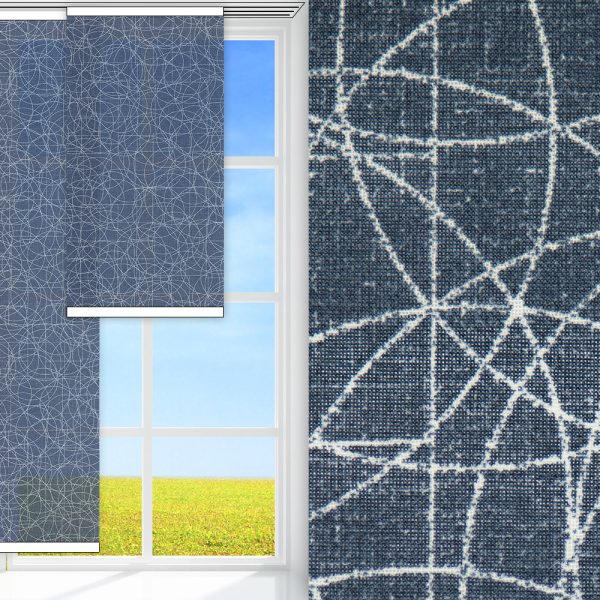 Flächenvorhang Geo, blau, lichtdurchlässig & blickdicht, feucht abwischbar