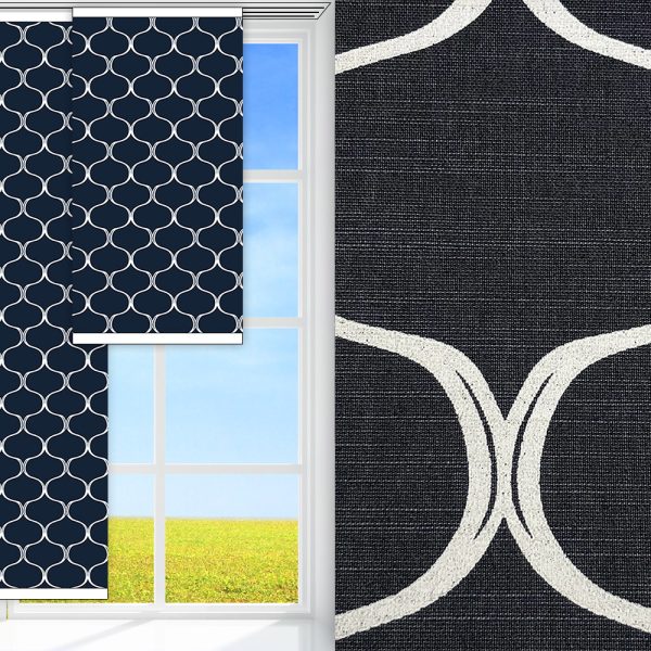 Flächenvorhang Vintage, blau/weiss, lichtdurchlässig & blickdicht, feucht abwischbar
