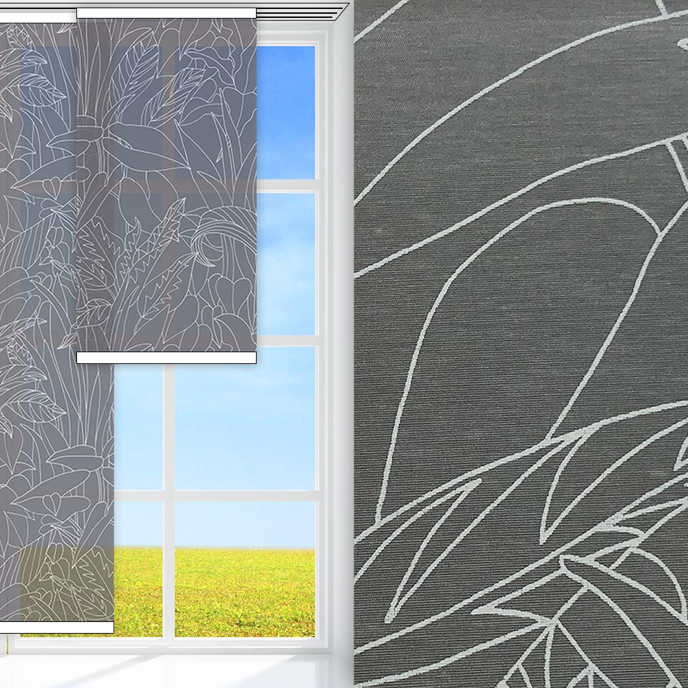 Flächenvorhang Natura, grau/weiss, transparent, feucht abwischbar