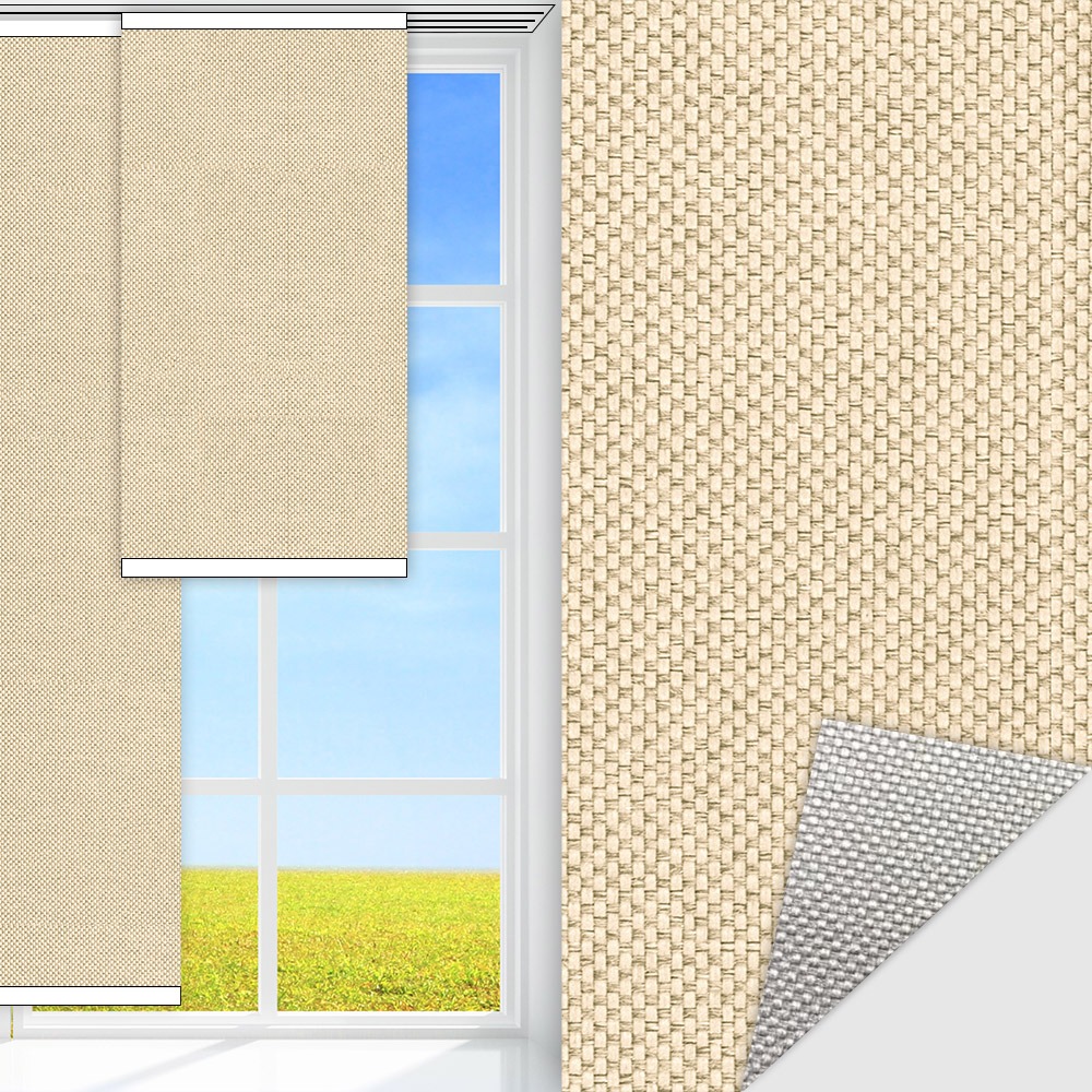 Flächenvorhang Techno, beige, lichtdurchlässig & blickdicht, Rückseite Alu, schmutzabweisend, feucht abwischbar