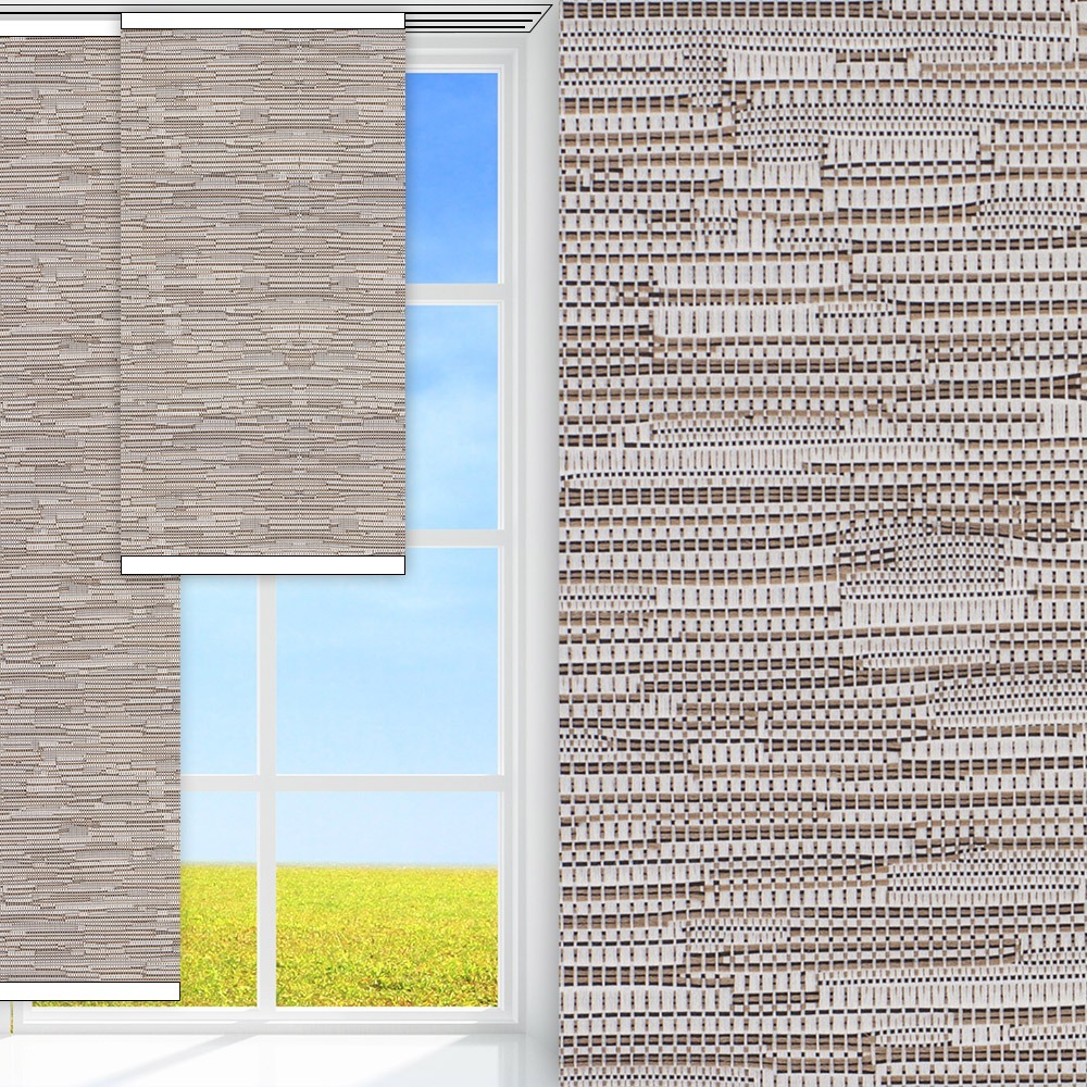 Flächenvorhang Maison, beige, komplett verdunkelnd, feucht abwischbar