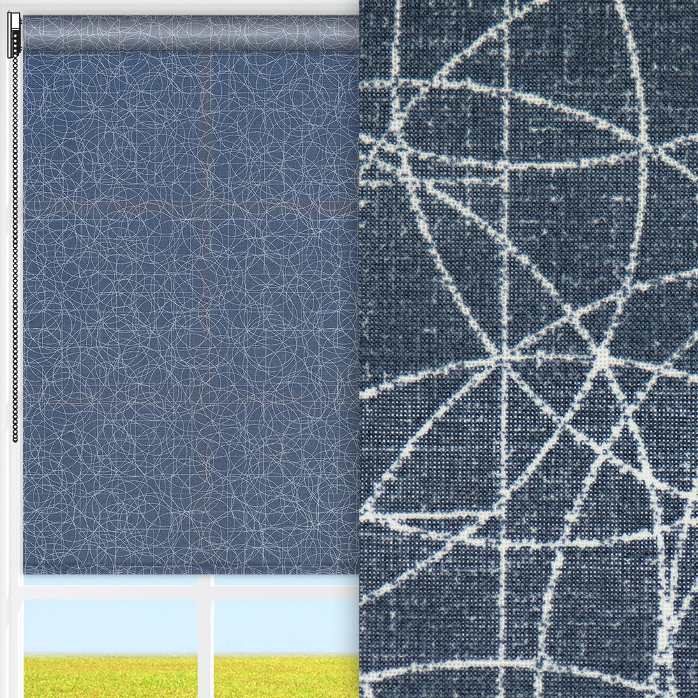 Rollo Geo, blau, lichtdurchlässig & blickdicht, feucht abwischbar