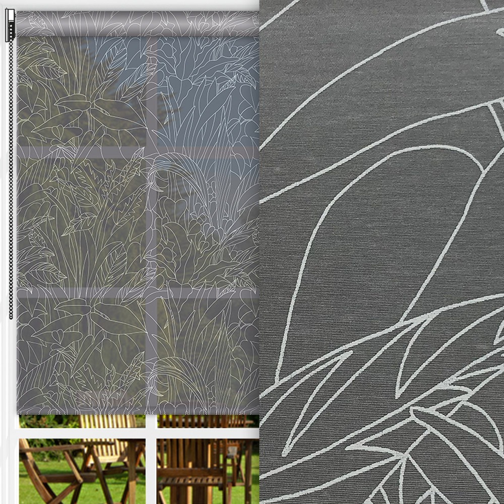 Rollo Natura, grau/weiss, transparent, feucht abwischbar