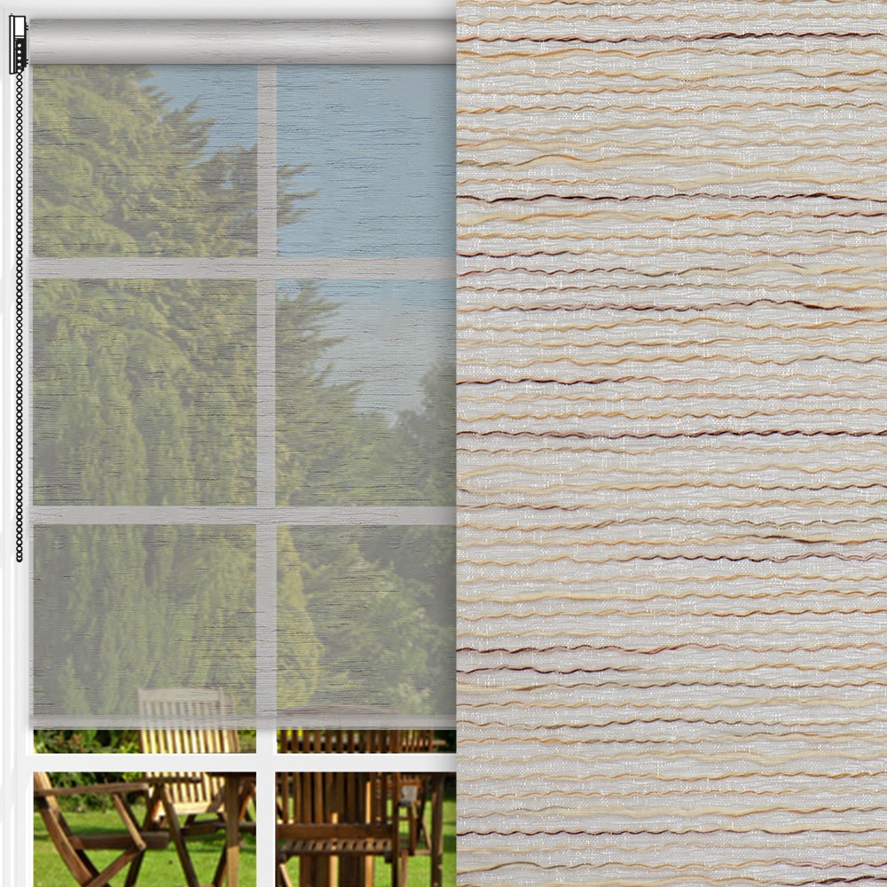 Rollo Linea, beige, transparent, feucht abwischbar, gold glänzend