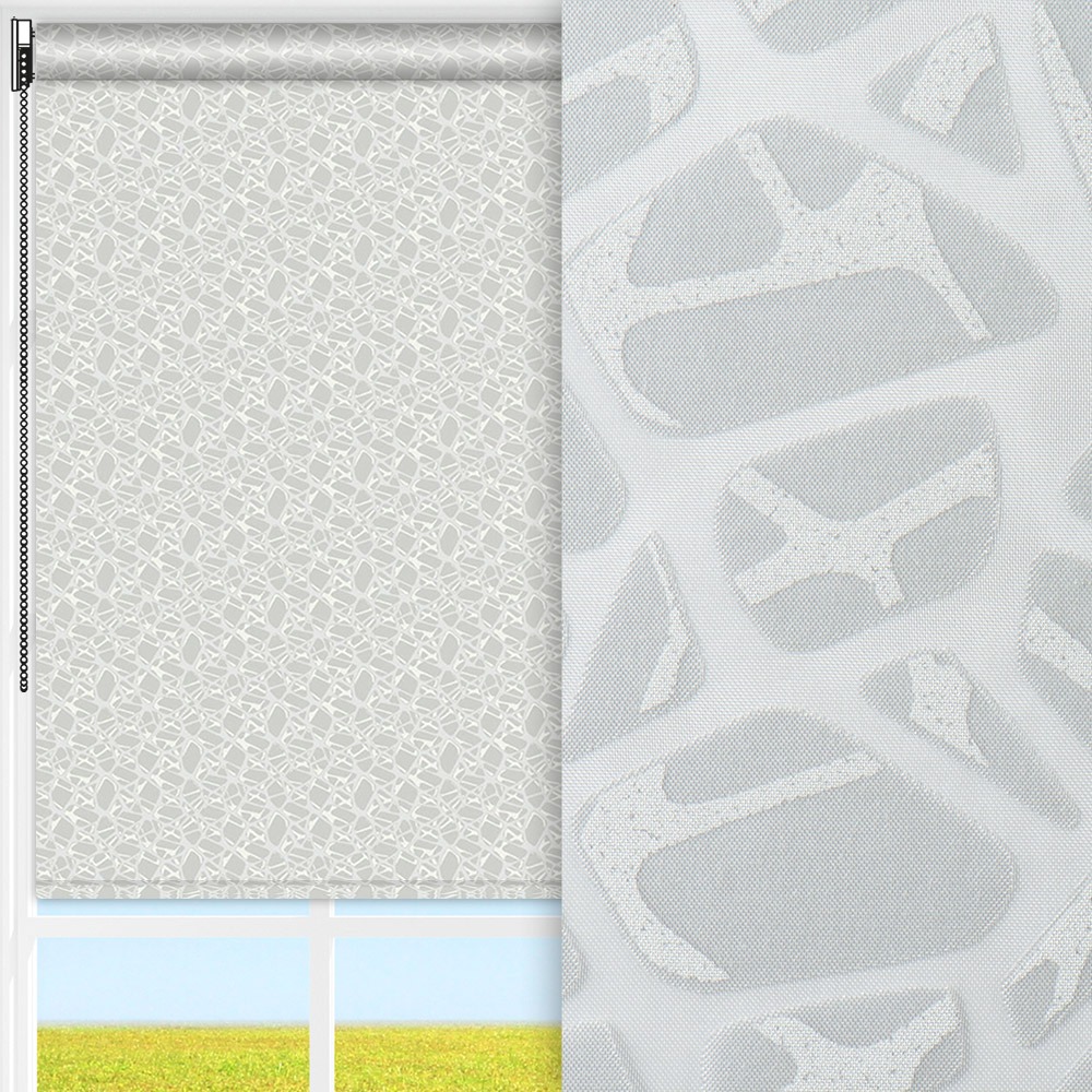 Rollo Mosaik, grau/weiss, transparent, feucht abwischbar