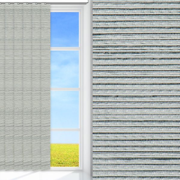 Lamellenvorhang Linea, grau, lichtdurchlässig & blickdicht, Rückseite Teflon, feucht abwischbar